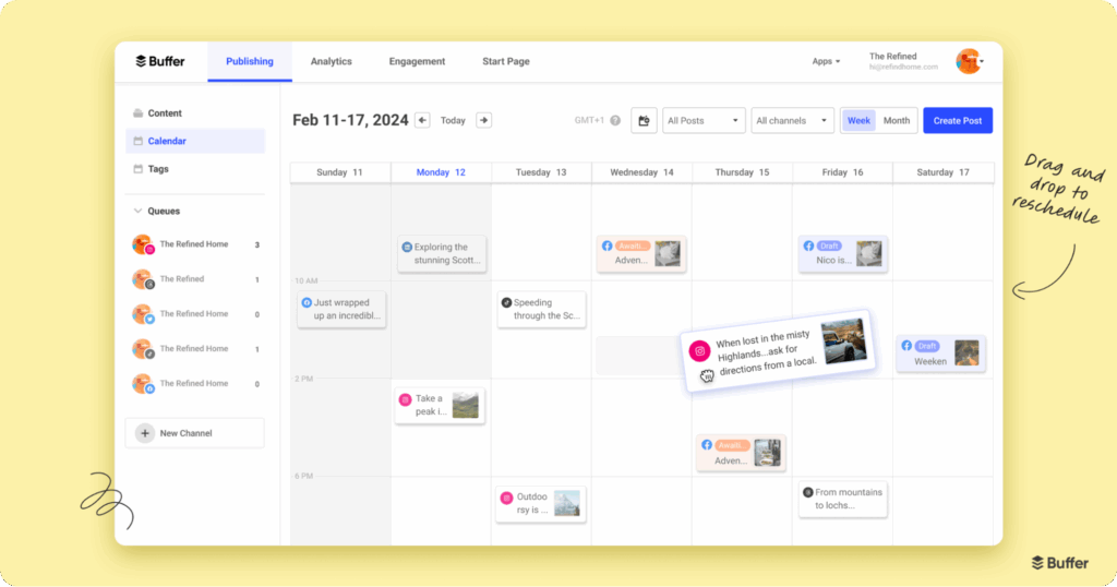 Influencer post calendar in BFCM campaign